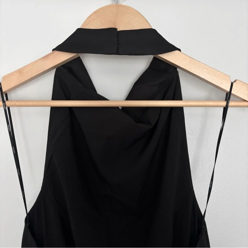 ELLIATT x Revolve Beatrice Halterneck Draped Neckline Fringe Black Dress Size S - Picture 12 of 16